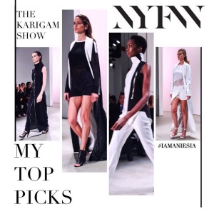 The show was fabulous! Check out my top fashion picks from @karigam_official's #NYFW #SS16 show. #Fashionista #curvy #fblogger #IAMANIESIA #BENYFW
