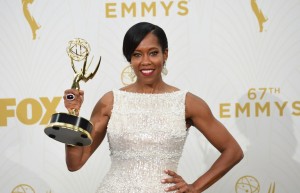 Regina King pose in the Press Room with her award for Outstanding Supporting Actress in a Limited Series/Movie during the 67th Emmy Awards on September 20, 2015 at the Microsoft Theater in Los Angeles, California. AFP PHOTO / VALERIE MACON