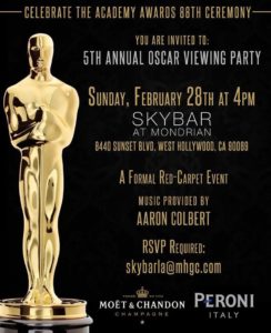 Skybar at Mondrian Oscar Viewing Party Flyer 2016